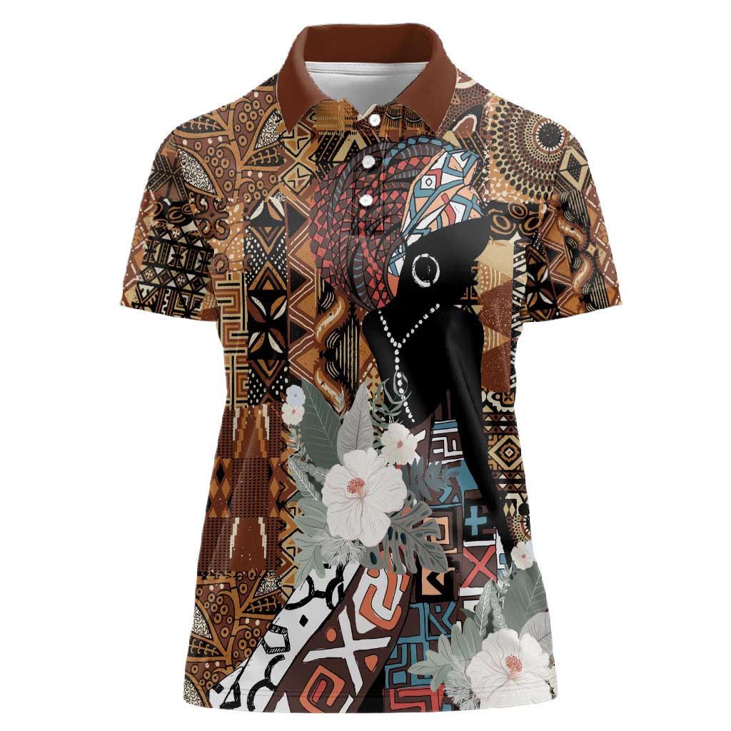 Beautiful Black Woman Women Polo Shirt African Tribal Pattern