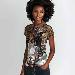 Beautiful Black Woman Women Polo Shirt African Tribal Pattern