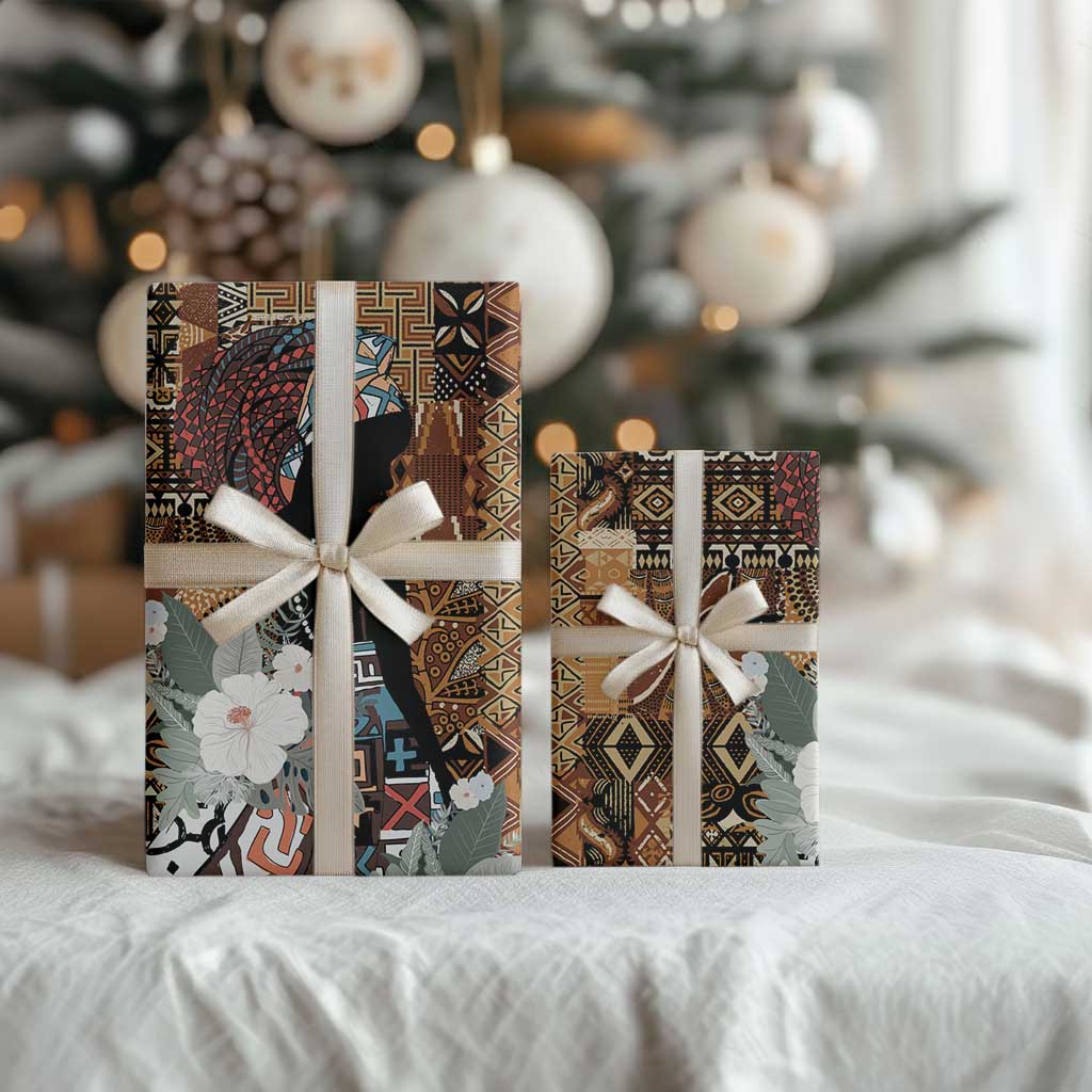 Beautiful Black Woman Wrapping Paper African Tribal Pattern - African Pride