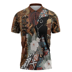 Beautiful Black Woman Zipper Polo Shirt African Tribal Pattern
