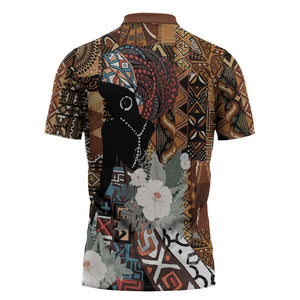 Beautiful Black Woman Zipper Polo Shirt African Tribal Pattern