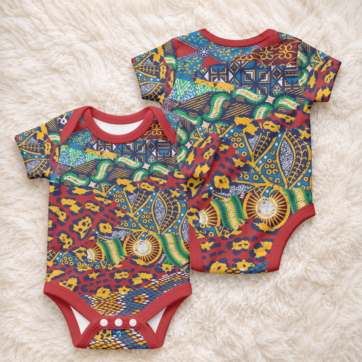 Traditional African Animal Skins Pattern Baby Onesie