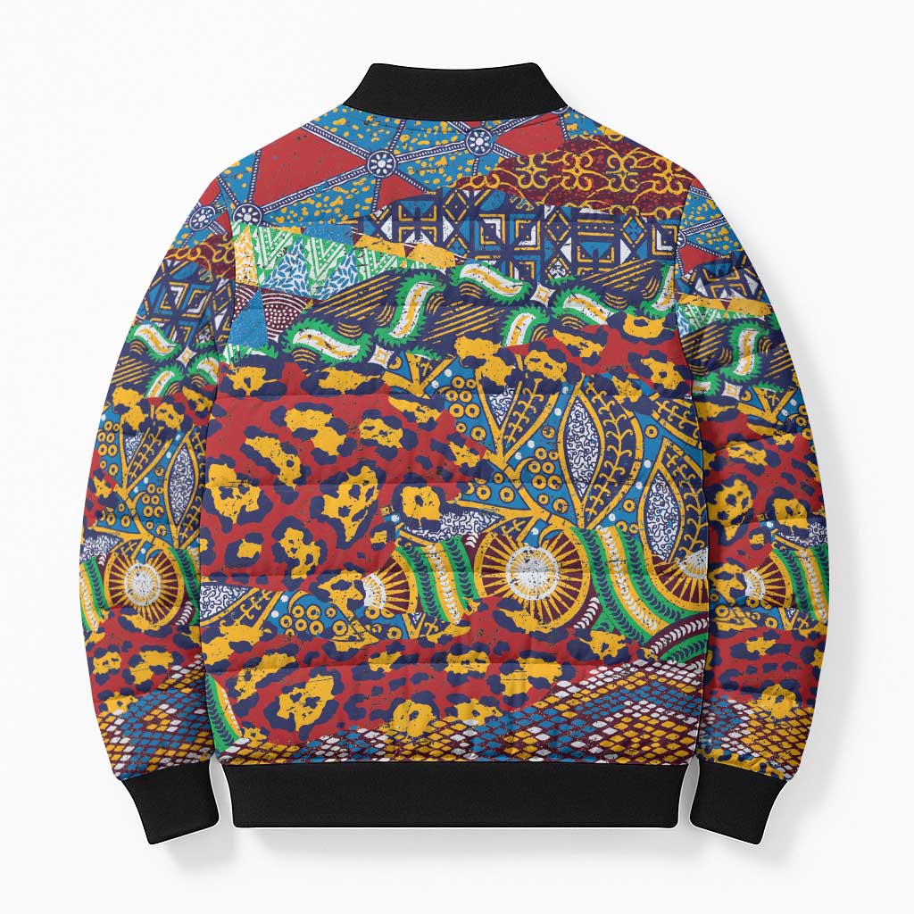 Traditional African Animal Skins Pattern Bomber Puffer Jacket