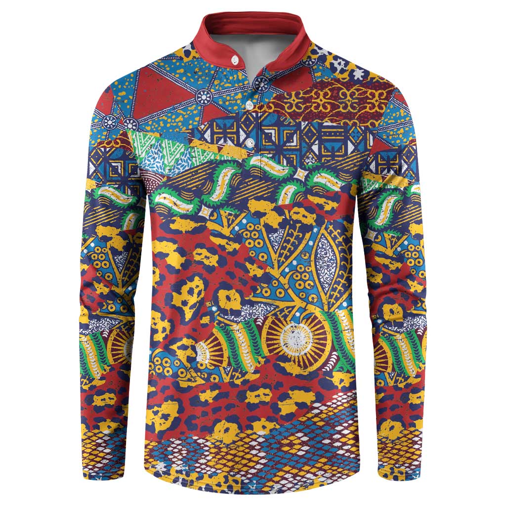 Traditional African Animal Skins Pattern Button Sweatshirt