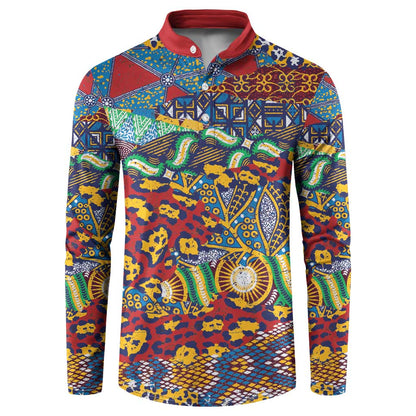 Traditional African Animal Skins Pattern Button Sweatshirt