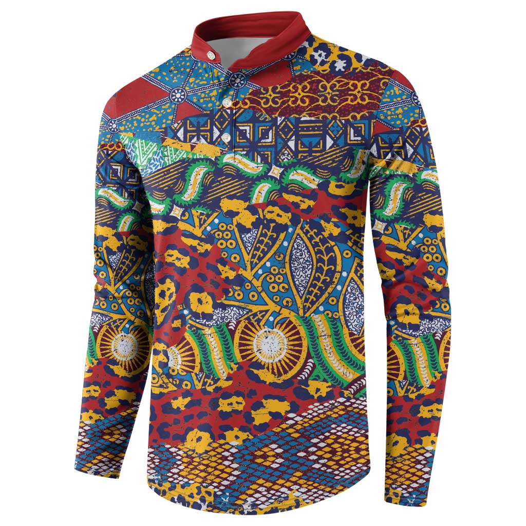 Traditional African Animal Skins Pattern Button Sweatshirt