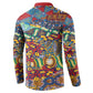 Traditional African Animal Skins Pattern Button Sweatshirt