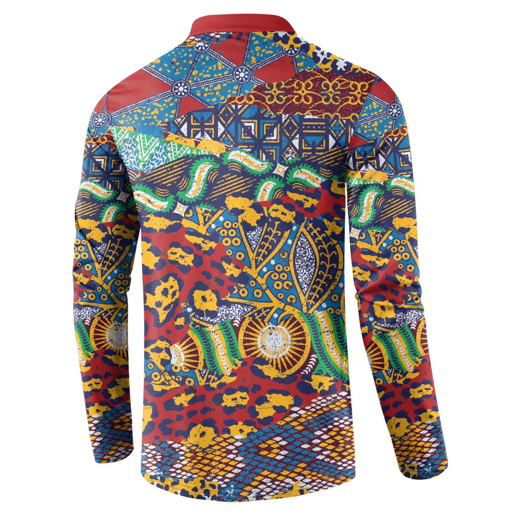 Traditional African Animal Skins Pattern Button Sweatshirt
