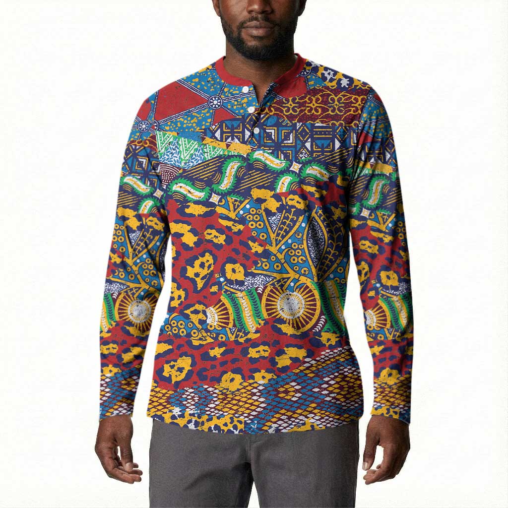 Traditional African Animal Skins Pattern Button Sweatshirt