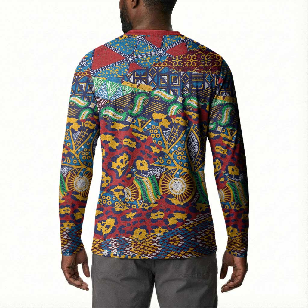 Traditional African Animal Skins Pattern Button Sweatshirt