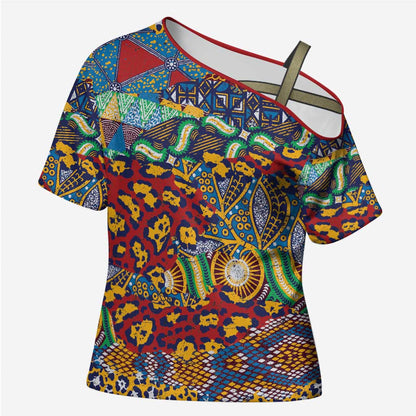 Traditional African Animal Skins Pattern Cross Shoulder Shirt
