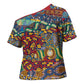 Traditional African Animal Skins Pattern Cross Shoulder Shirt