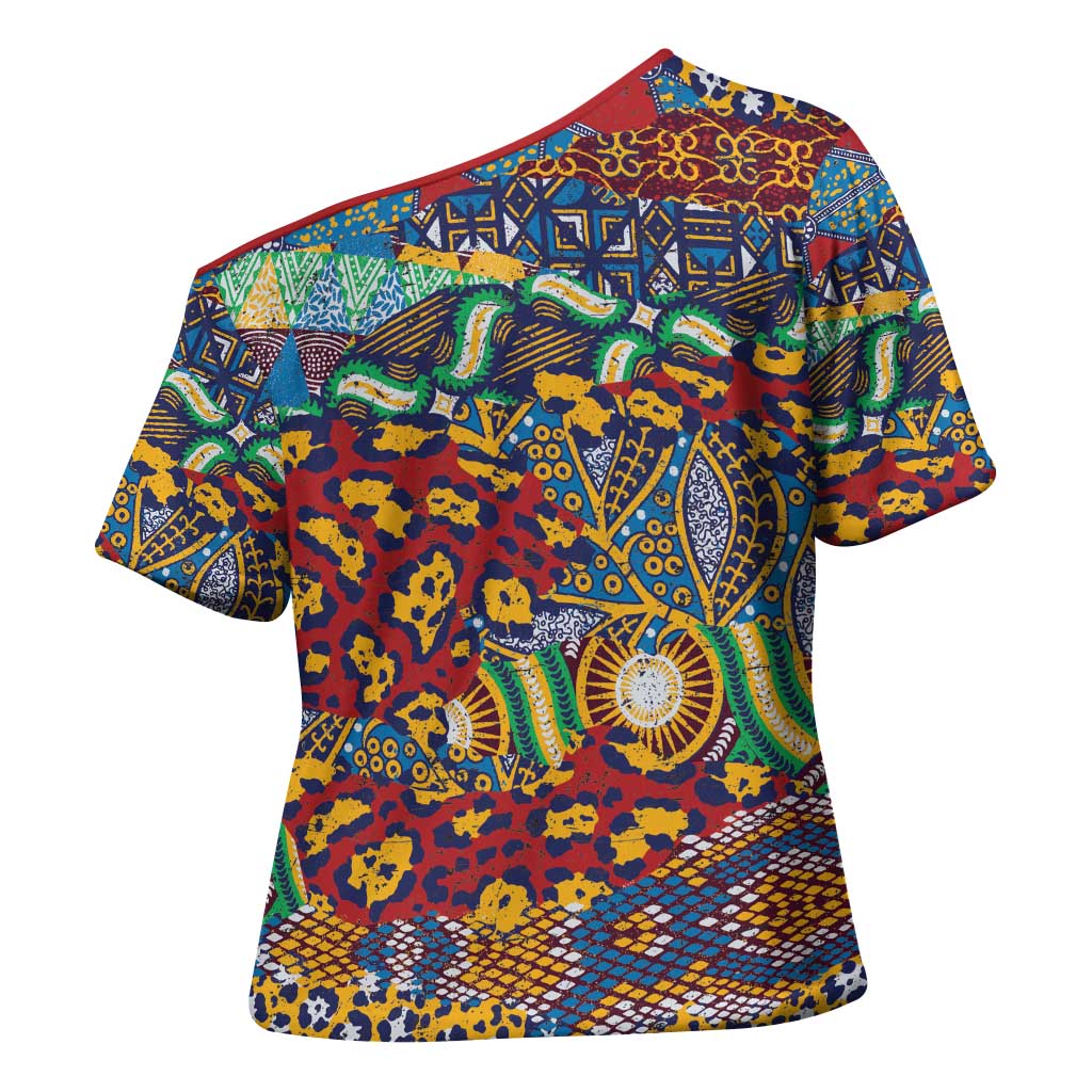 Traditional African Animal Skins Pattern Cross Shoulder Shirt