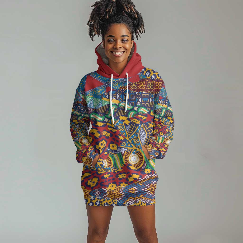 Traditional African Animal Skins Pattern Hoodie Dress