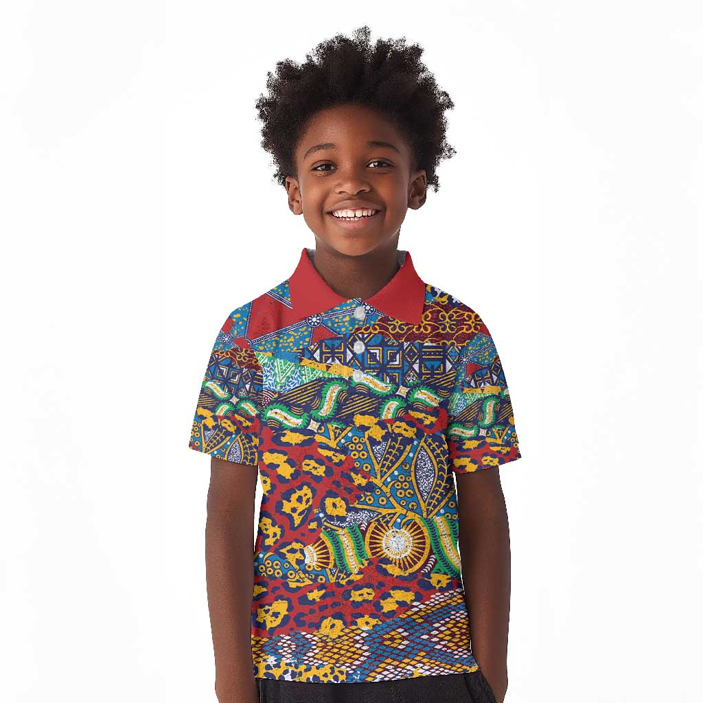 Traditional African Animal Skins Pattern Kid Polo Shirt