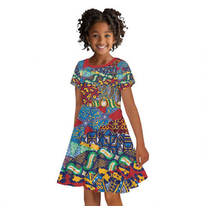 Traditional African Animal Skins Pattern Kid Short Sleeve Dress