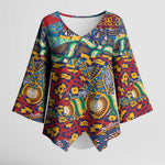 Traditional African Animal Skins Pattern Kimono Sleeve Blouse
