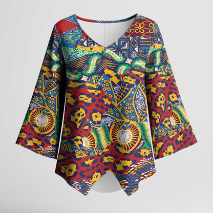 Traditional African Animal Skins Pattern Kimono Sleeve Blouse