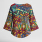 Traditional African Animal Skins Pattern Kimono Sleeve Blouse