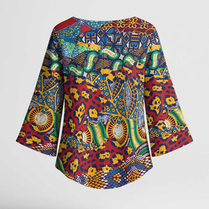 Traditional African Animal Skins Pattern Kimono Sleeve Blouse