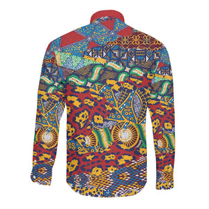 Traditional African Animal Skins Pattern Long Sleeve Button Shirt