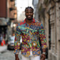 Traditional African Animal Skins Pattern Long Sleeve Button Shirt