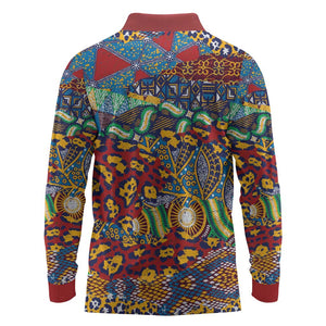 Traditional African Animal Skins Pattern Long Sleeve Polo Shirt