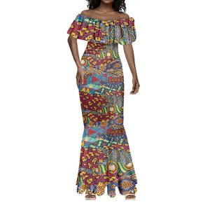 Traditional African Animal Skins Pattern Mermaid Dress