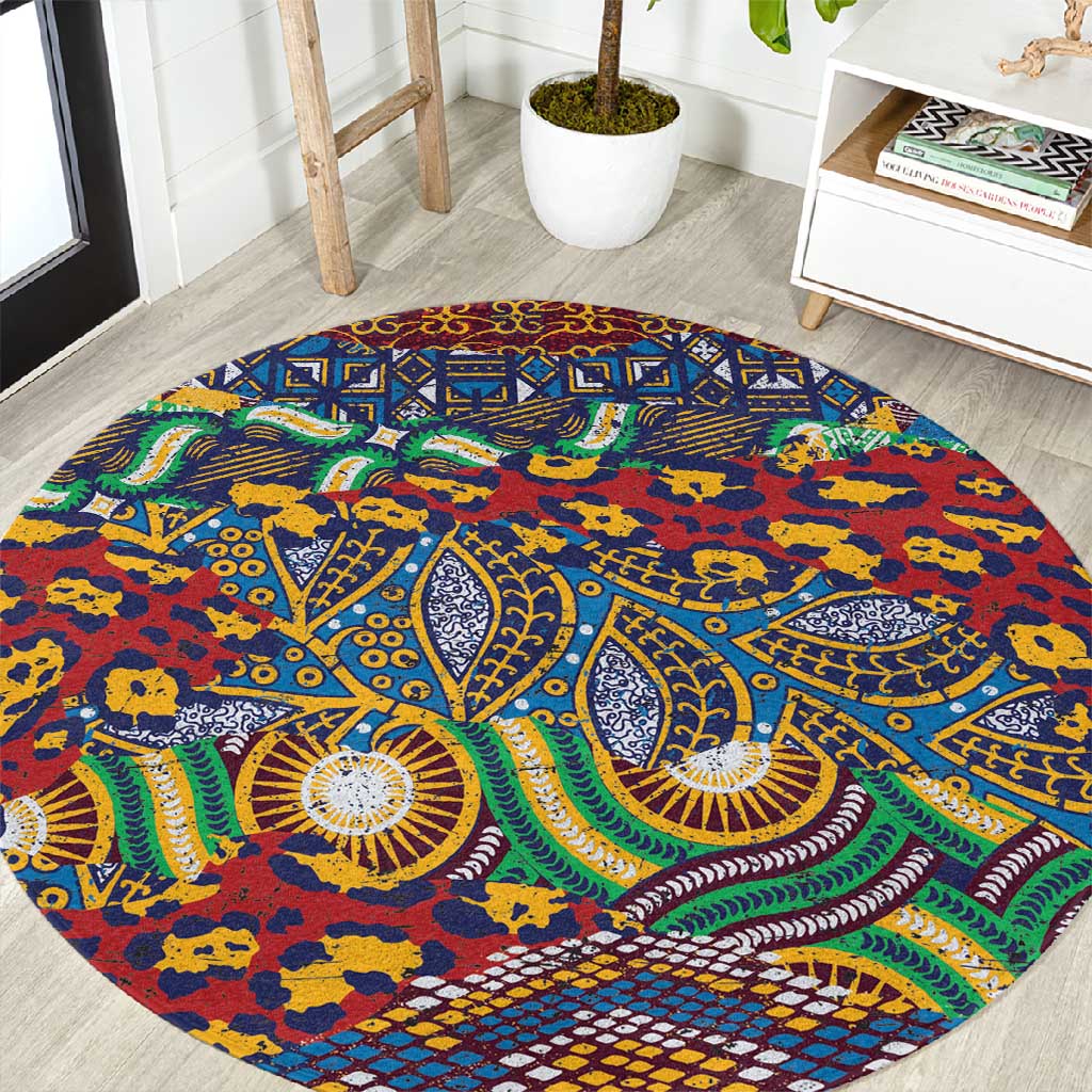 Traditional African Animal Skins Pattern Round Carpet