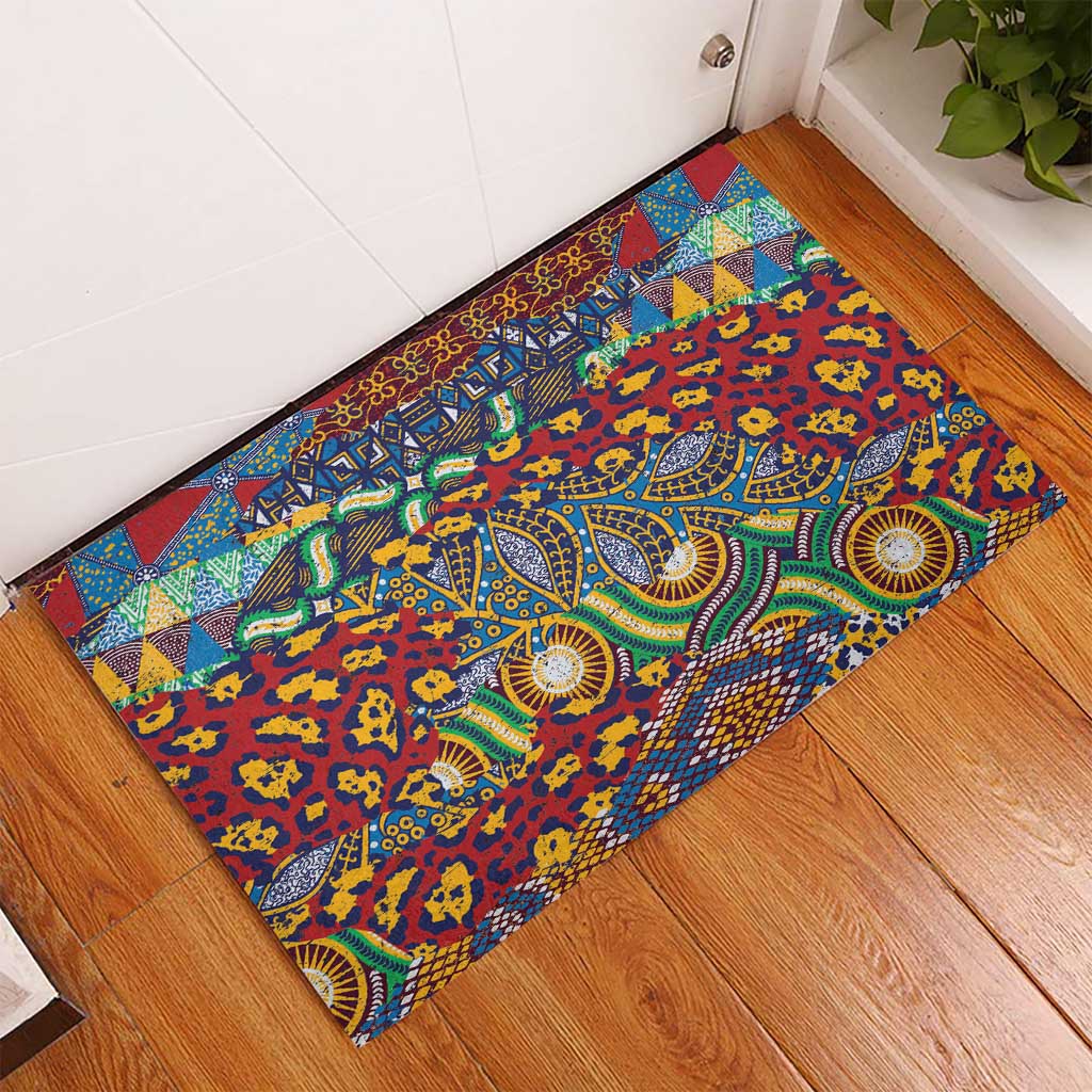 Traditional African Animal Skins Pattern Rubber Doormat