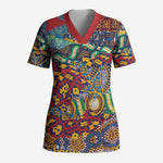 Traditional African Animal Skins Pattern Scrub Top