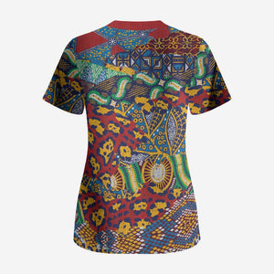 Traditional African Animal Skins Pattern Scrub Top