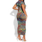 Traditional African Animal Skins Pattern Short Sleeve Bodycon Dress LT9