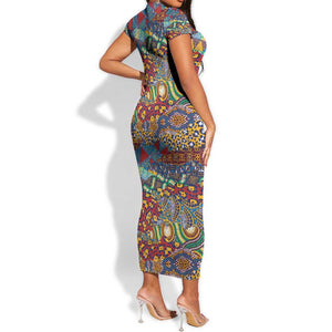 Traditional African Animal Skins Pattern Short Sleeve Bodycon Dress