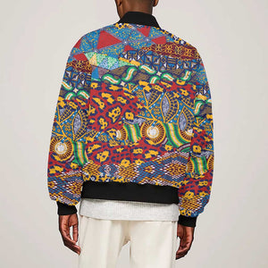 Traditional African Animal Skins Pattern Sleeve Zip Bomber Jacket