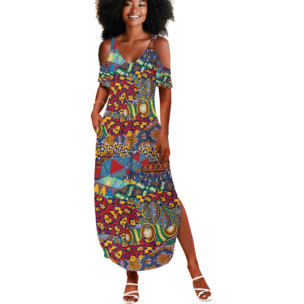 Traditional African Animal Skins Pattern Summer Maxi Dress