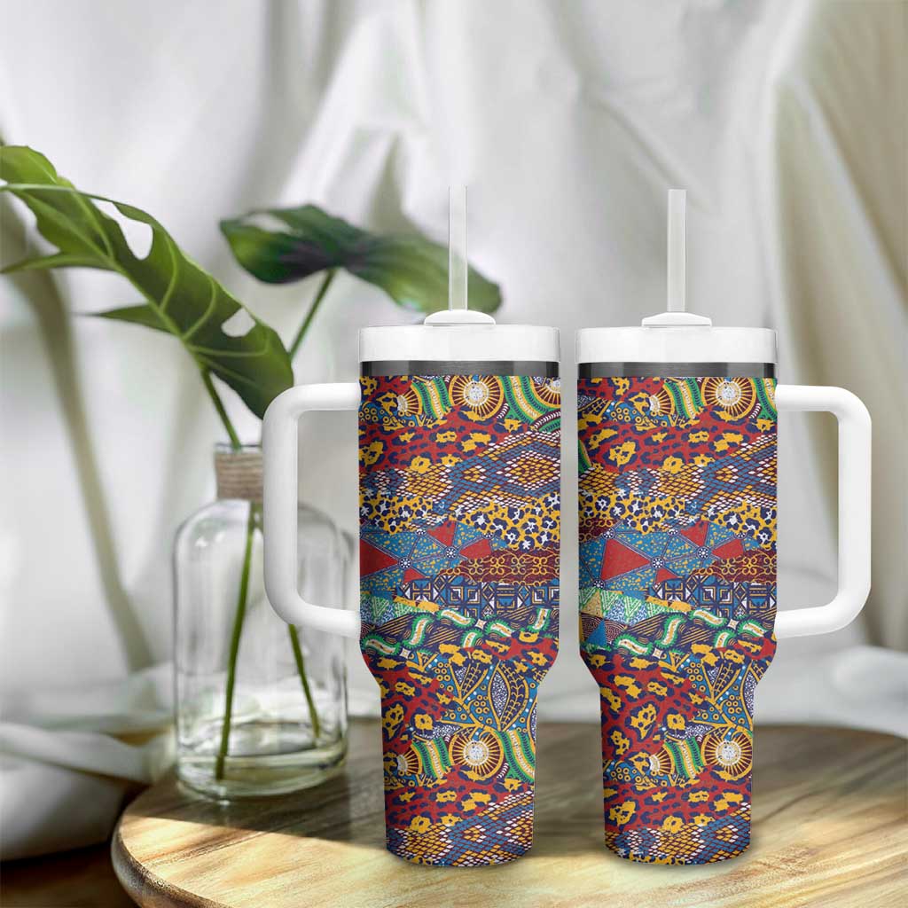 Traditional African Animal Skins Pattern Tumbler With Handle
