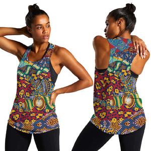 Traditional African Animal Skins Pattern Women Racerback Tank