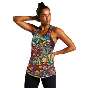 Traditional African Animal Skins Pattern Women Racerback Tank