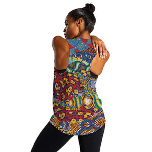 Traditional African Animal Skins Pattern Women Racerback Tank