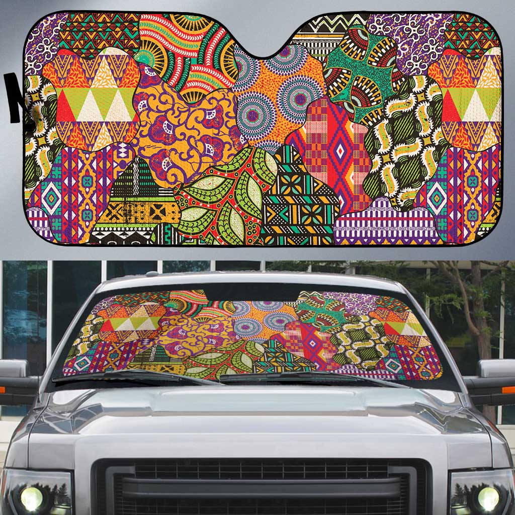 Traditional Ethnic African Vintage Motifs Auto Sun Shade