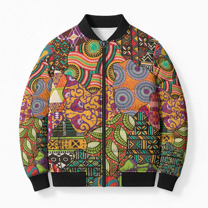 Traditional Ethnic African Vintage Motifs Bomber Puffer Jacket