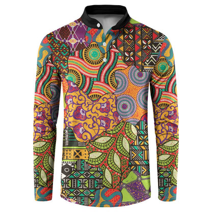 Traditional Ethnic African Vintage Motifs Button Sweatshirt
