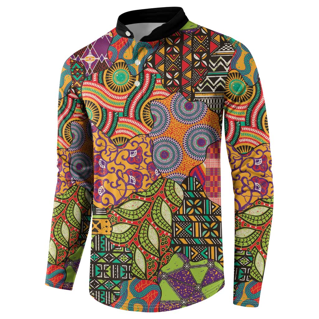 Traditional Ethnic African Vintage Motifs Button Sweatshirt