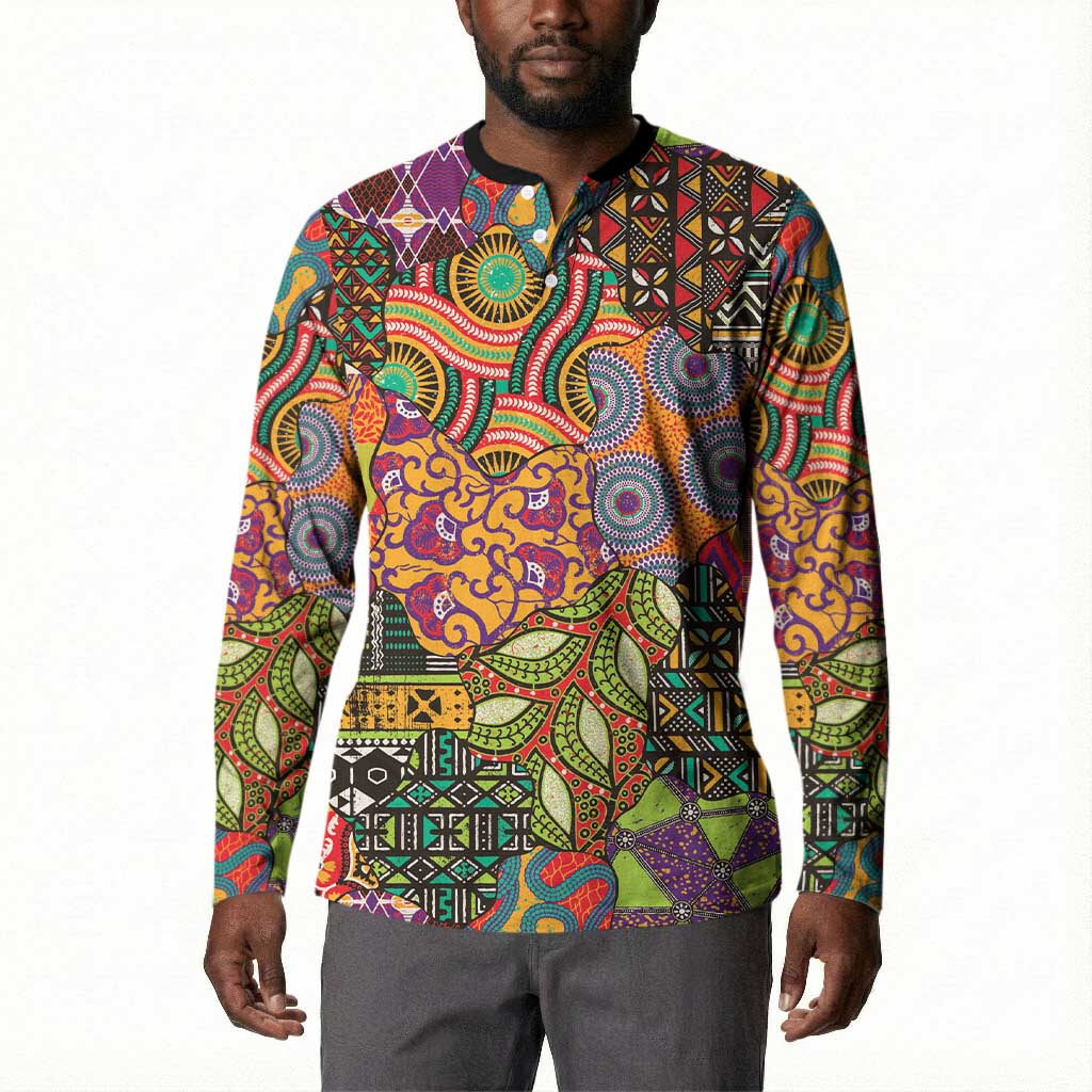 Traditional Ethnic African Vintage Motifs Button Sweatshirt