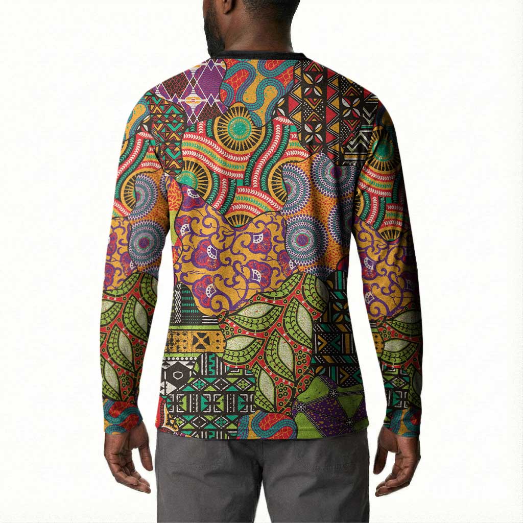 Traditional Ethnic African Vintage Motifs Button Sweatshirt