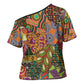 Traditional Ethnic African Vintage Motifs Cross Shoulder Shirt