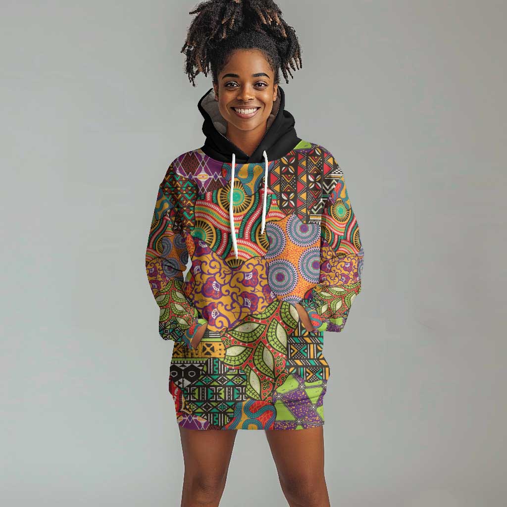 Traditional Ethnic African Vintage Motifs Hoodie Dress