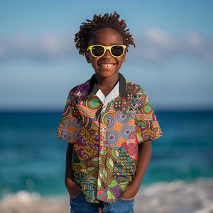 Traditional Ethnic African Vintage Motifs Kid Hawaiian Shirt