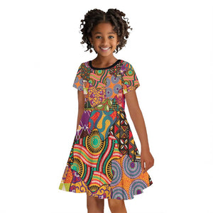 Traditional Ethnic African Vintage Motifs Kid Short Sleeve Dress